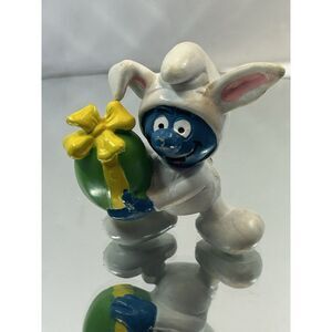 Smurf Easter Bunny‎ Figure Smurfs Egg VINTAGE ORIGINAL Classic PVC Toy PEYO